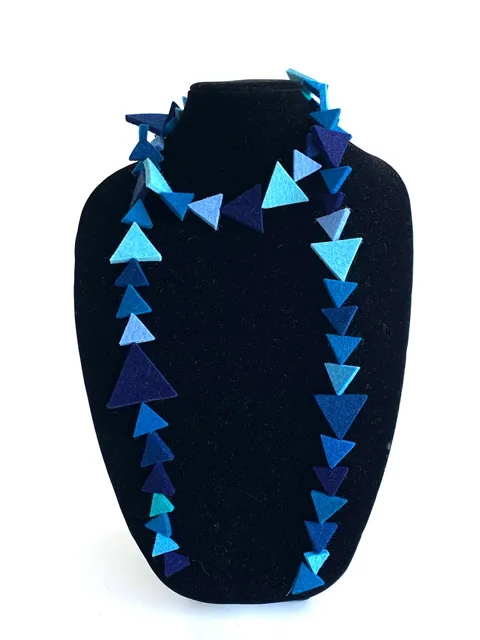 Blue Felt Triangle Necklace - image 1